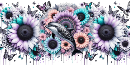 Dolphin Sunflower | UV DTF Wrap for Cups | Ready to Apply Permanent