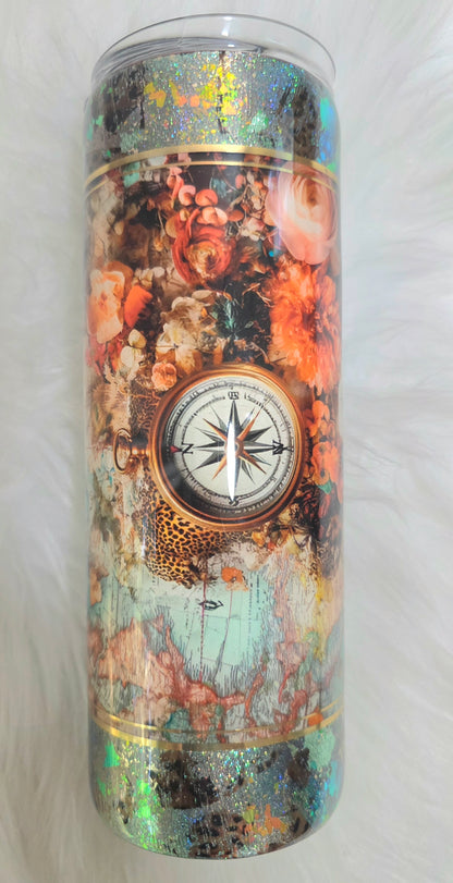 Wanderer Compass Epoxy Tumbler | 20oz Stainless Steel Epoxy Cup