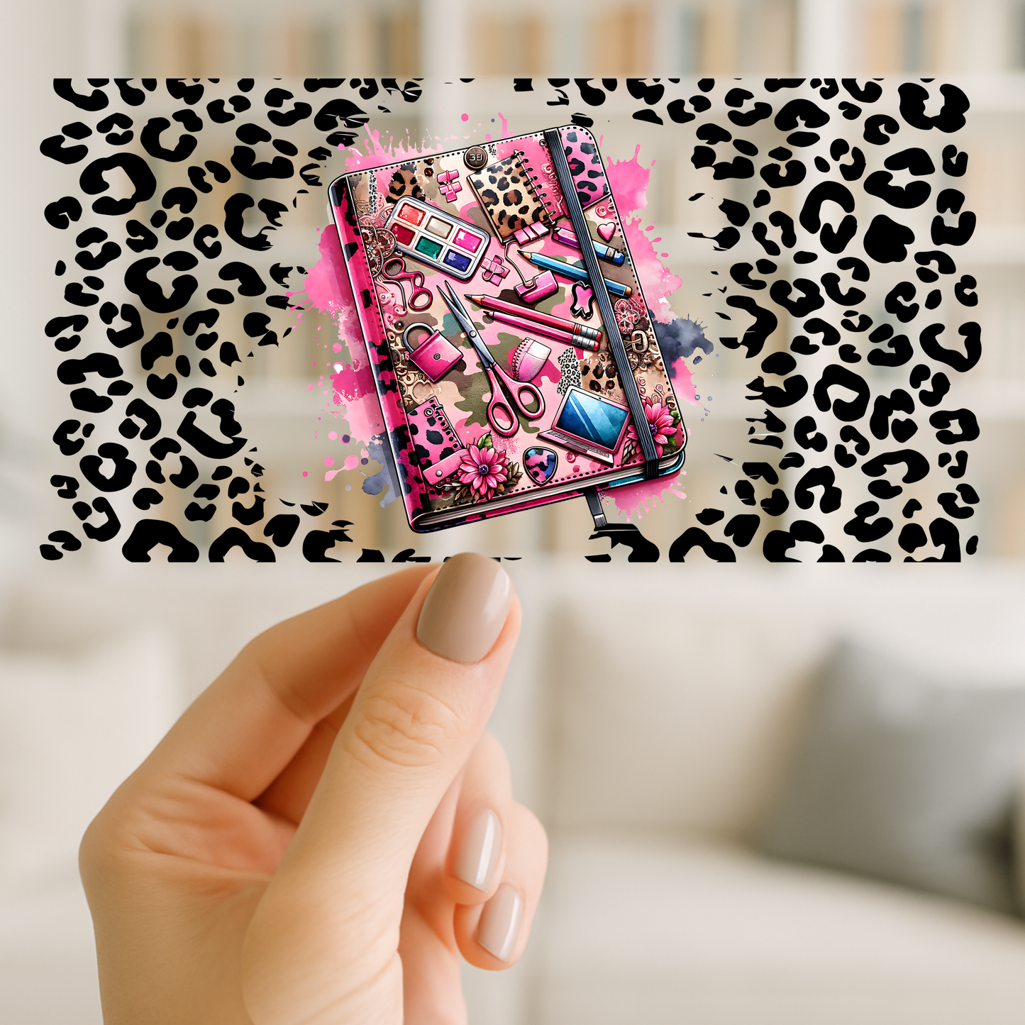 Teacher/Artist Pink Notebook | UV DTF Wrap for Cups | Ready to Apply Permanent