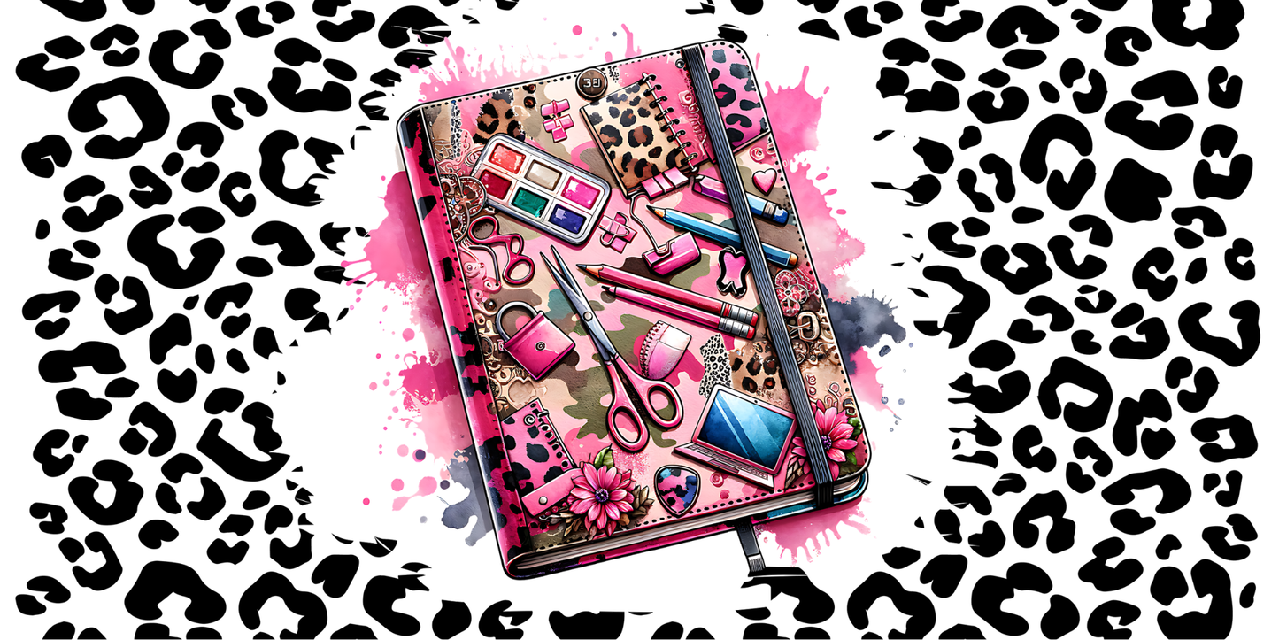 Teacher/Artist Pink Notebook | UV DTF Wrap for Cups | Ready to Apply Permanent