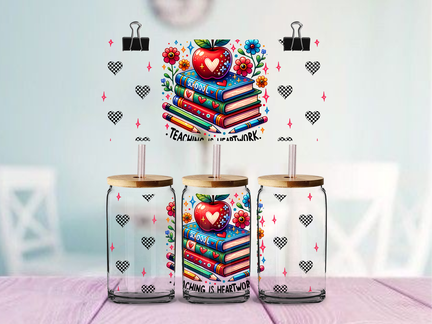 Teaching is Heart Work | UV DTF Wrap for Cups | Ready to Apply Permanent