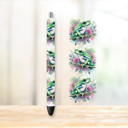 Tree Frogs UVDTF Pen Wrap | UV DTF Wrap for Pens | Ready to Apply Permanent