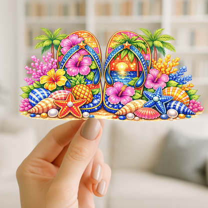 Tropical Flip Flops | UV DTF Wrap for Cups | Ready to Apply Permanent
