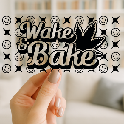 Wake & Bake 16oz cup Wrap | UV DTF Wrap for Cups | Ready to Apply Permanent
