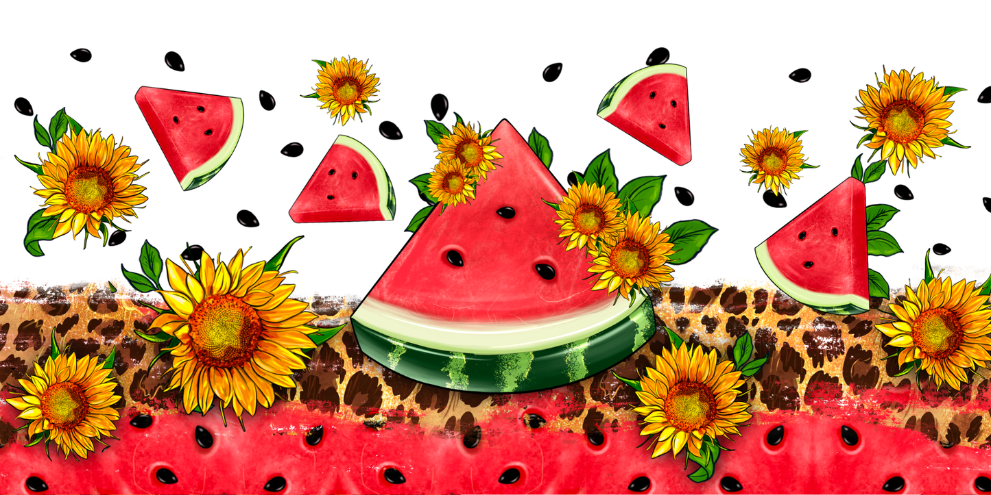 Watermelon Sunflowers | UV DTF Wrap for Cups | Ready to Apply Permanent