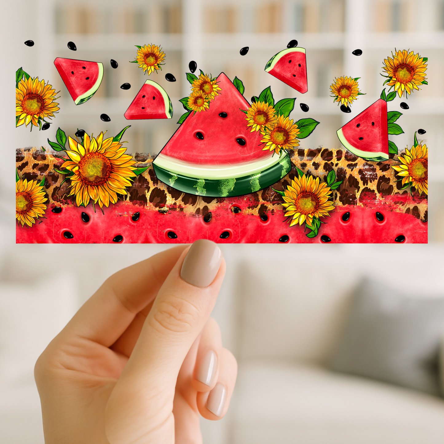 Watermelon Sunflowers | UV DTF Wrap for Cups | Ready to Apply Permanent