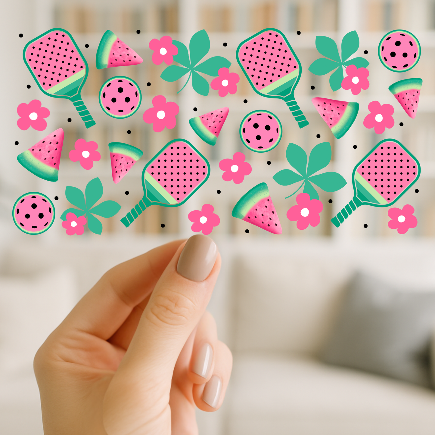 Watermelon Pickleball  | UV DTF Wrap for Cups | Ready to Apply Permanent