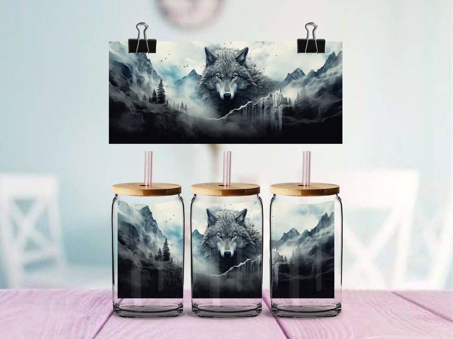 Dark Wolf | UV DTF Wrap for Cups | Ready to Apply Permanent