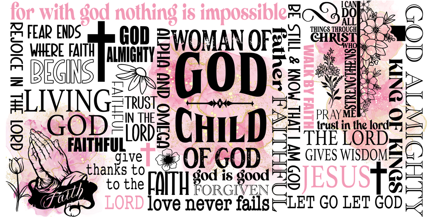 Woman of God | UV DTF Wrap for Cups | Ready to Apply Permanent