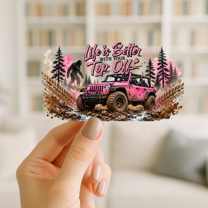 Life is Better Topless | UV DTF Wrap for Cups | Ready to Apply Permanent