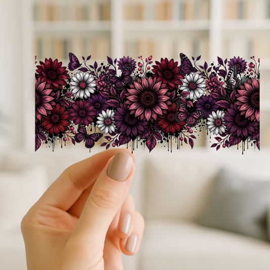 Dark Floral | UV DTF Wrap for Cups | Ready to Apply Permanent