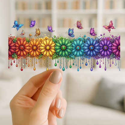 Rainbow Daisy | UV DTF Wrap for Cups | Ready to Apply Permanent