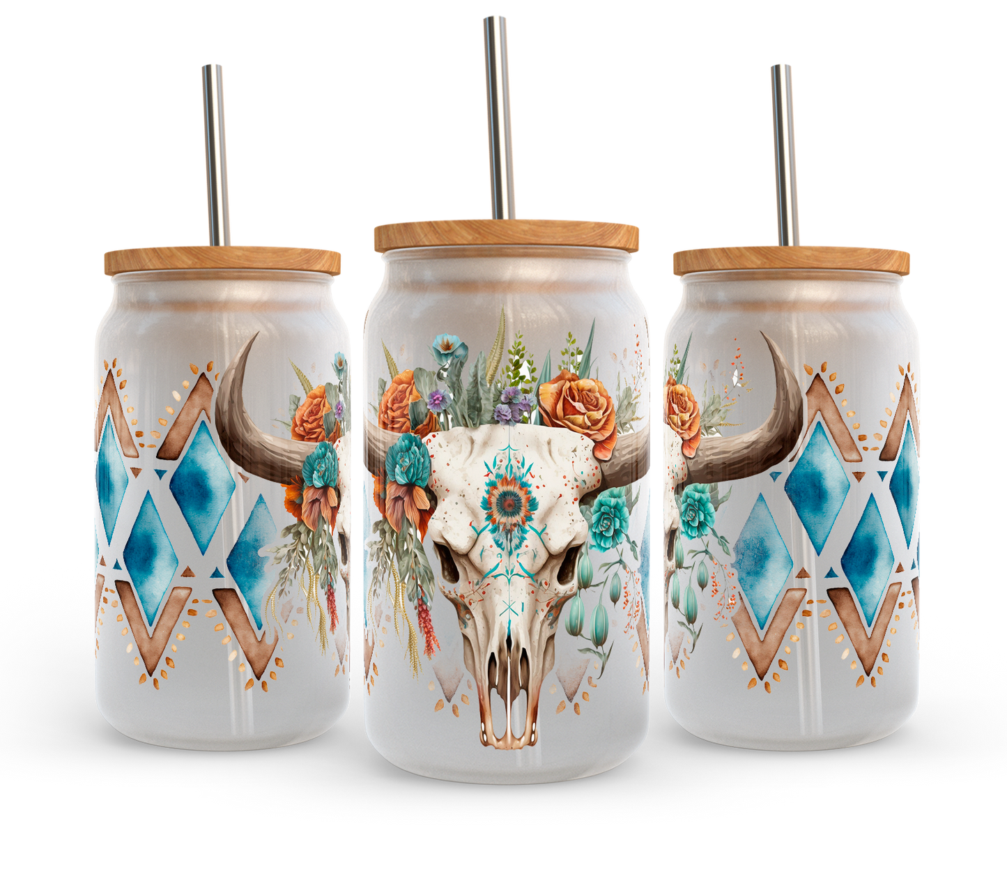 Cow Skull Aztec | UV DTF Wrap for Cups | Ready to Apply Permanent