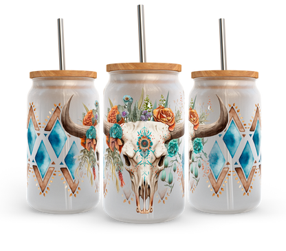 Cow Skull Aztec | UV DTF Wrap for Cups | Ready to Apply Permanent