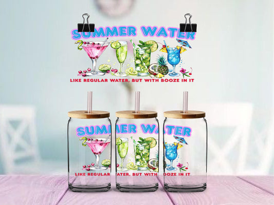 Summer Water Cocktail 16oz Glass Can Wrap PNG (Digital Download)