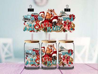 Santa Baby UV DTF Cup Wrap | Glamorous Christmas Santa Design