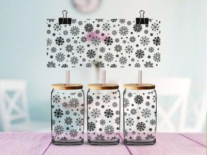 Snowflake UV DTF Cup Wrap | Classic Winter Snowflake Design