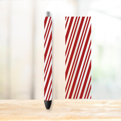 Candy Cane and Peppermint Pen Wrap | UV DTF Wrap for Pens | Ready to Apply Permanent