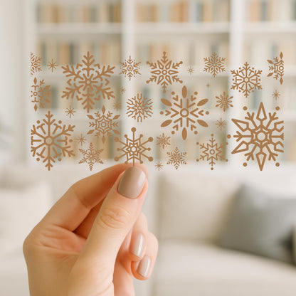 Snowflake UV DTF Cup Wrap | Classic Winter Snowflake Design