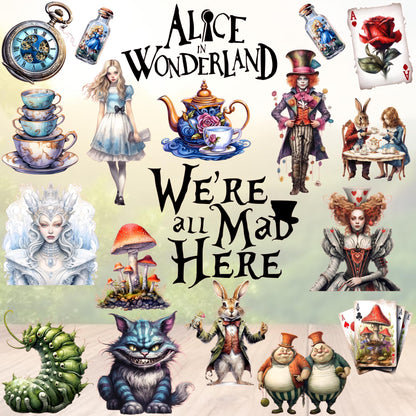 Wonderland UVDTF Element Sheet | Alice Fantasy Art (10"x10") 2 Choices