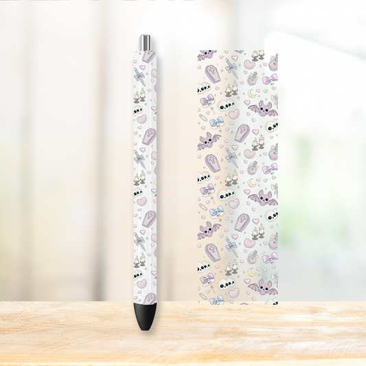 Kawaii Gothic Ghost Pen Wrap | UV DTF Wrap for Pens | Ready to Apply Permanent
