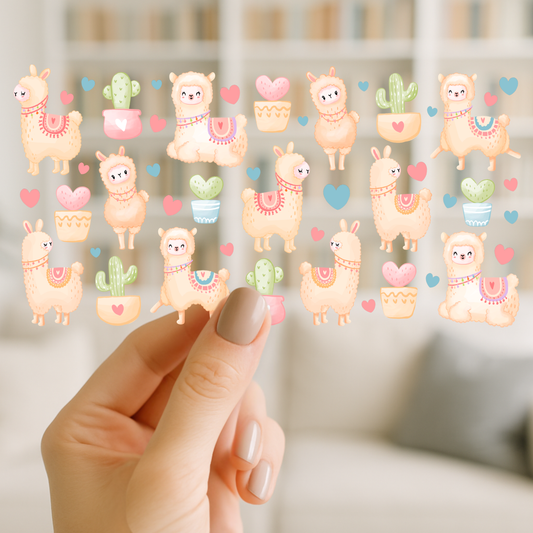 Llama Love | UV DTF Wrap for Cups | Ready to Apply Permanent