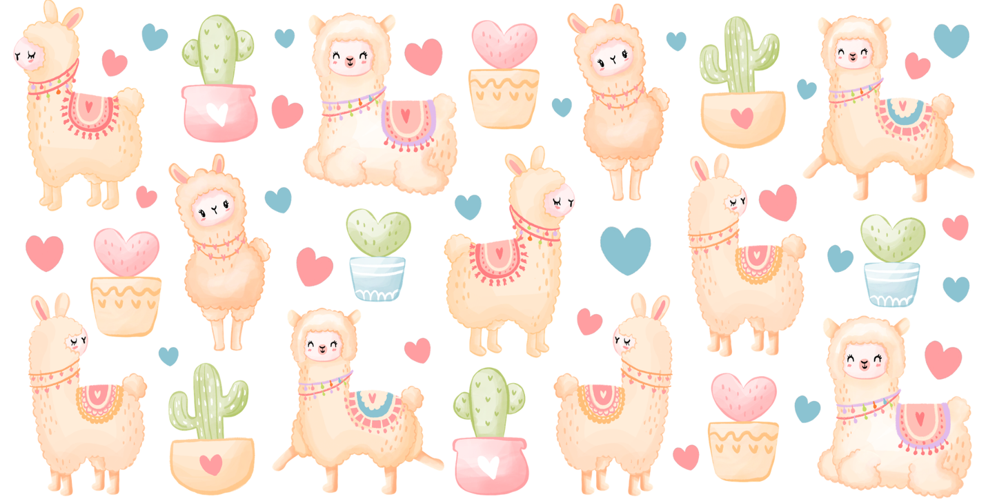 Llama Love | UV DTF Wrap for Cups | Ready to Apply Permanent