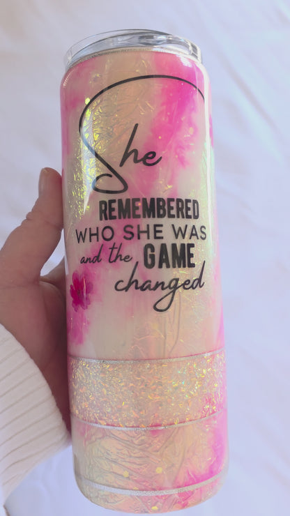 She Remembered Who She Was Tumbler | 20oz Opal Epoxy Travel Cup