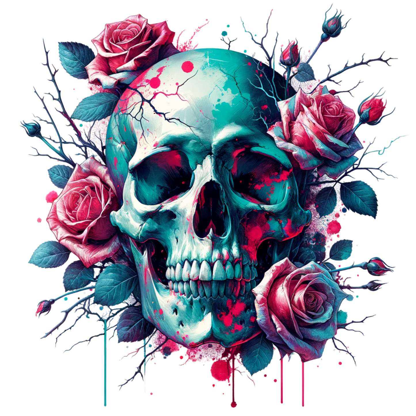 Skulls & Florals UV DTF Decal| Waterproof, Permanent Transfer