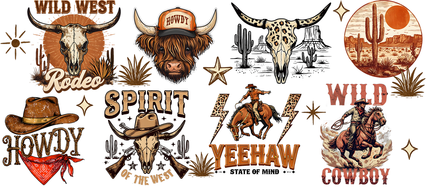 Western Collection | UV DTF Wrap for Cups | Ready to Apply Permanent